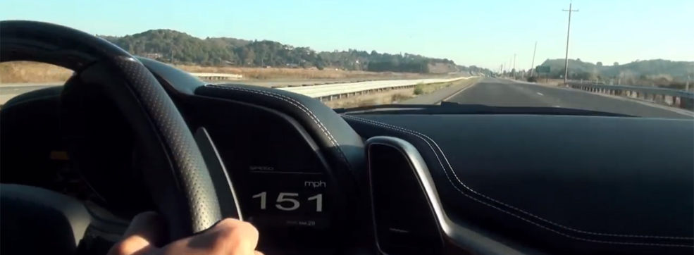 Ferrari 458 Italia Blasts Along Bay Area Highways up to 174 mph