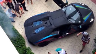 Flashy Aventador Starts Small Fire At Gumball 3000