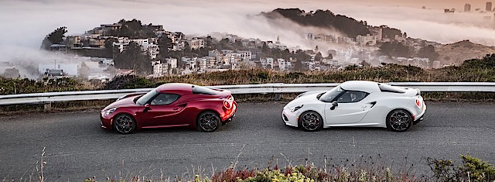 2015 Alfa Romeo 4C (left) and Alfa Romeo 4C Launch Edition (righ