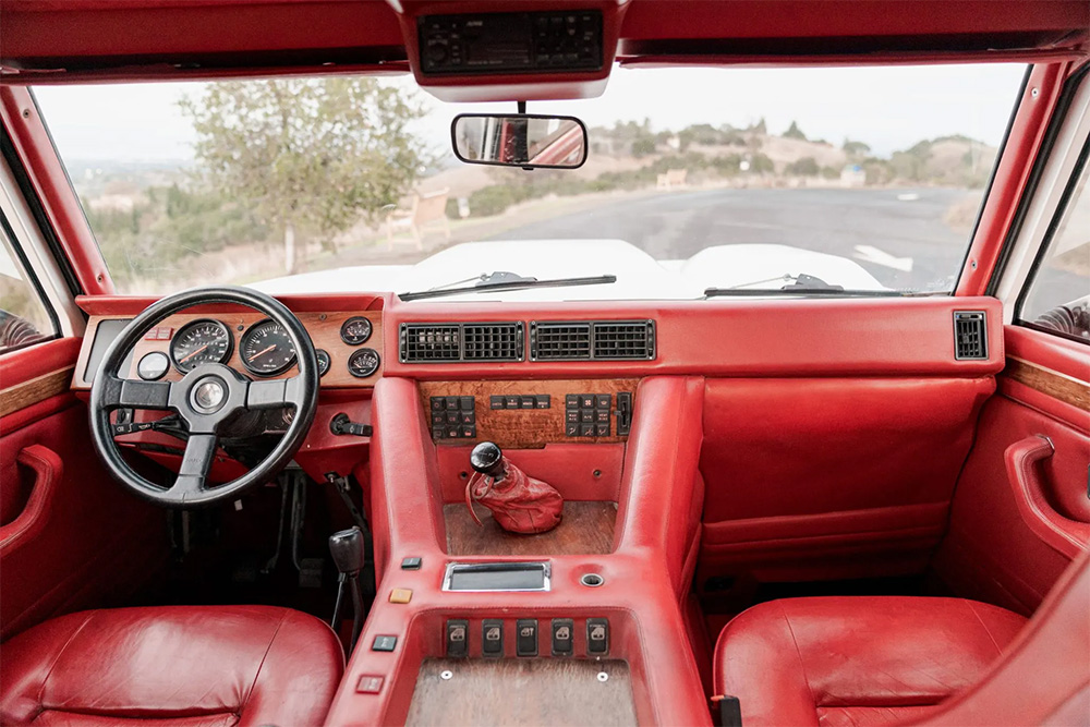 Red interior of 1991 Lamborghini LM002