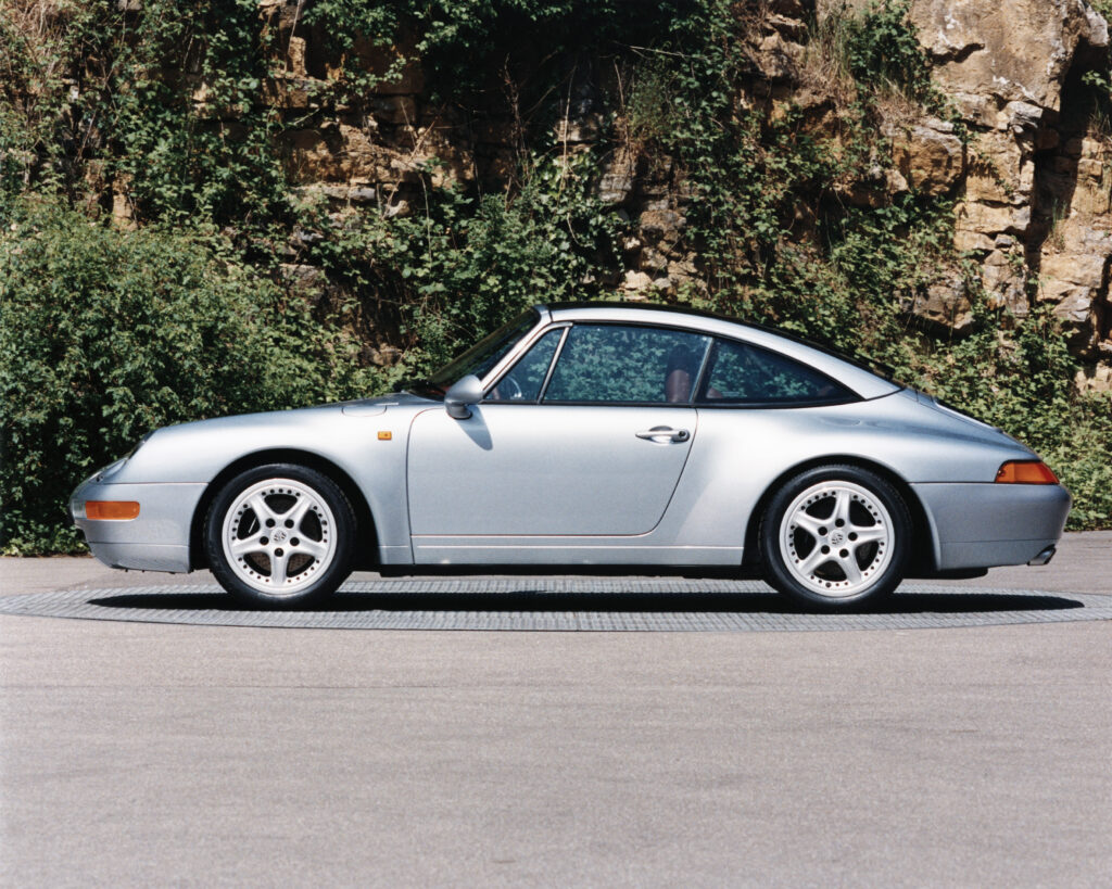 A side shot of the exterior of a 1997 Porsche 911 993 Targa