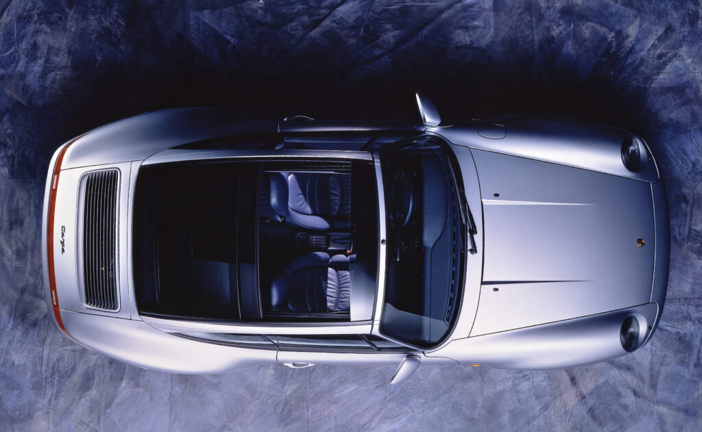 A top down view of a 1997 Porsche 911 Targa